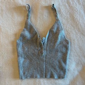 Grey Ribbed Crop Top